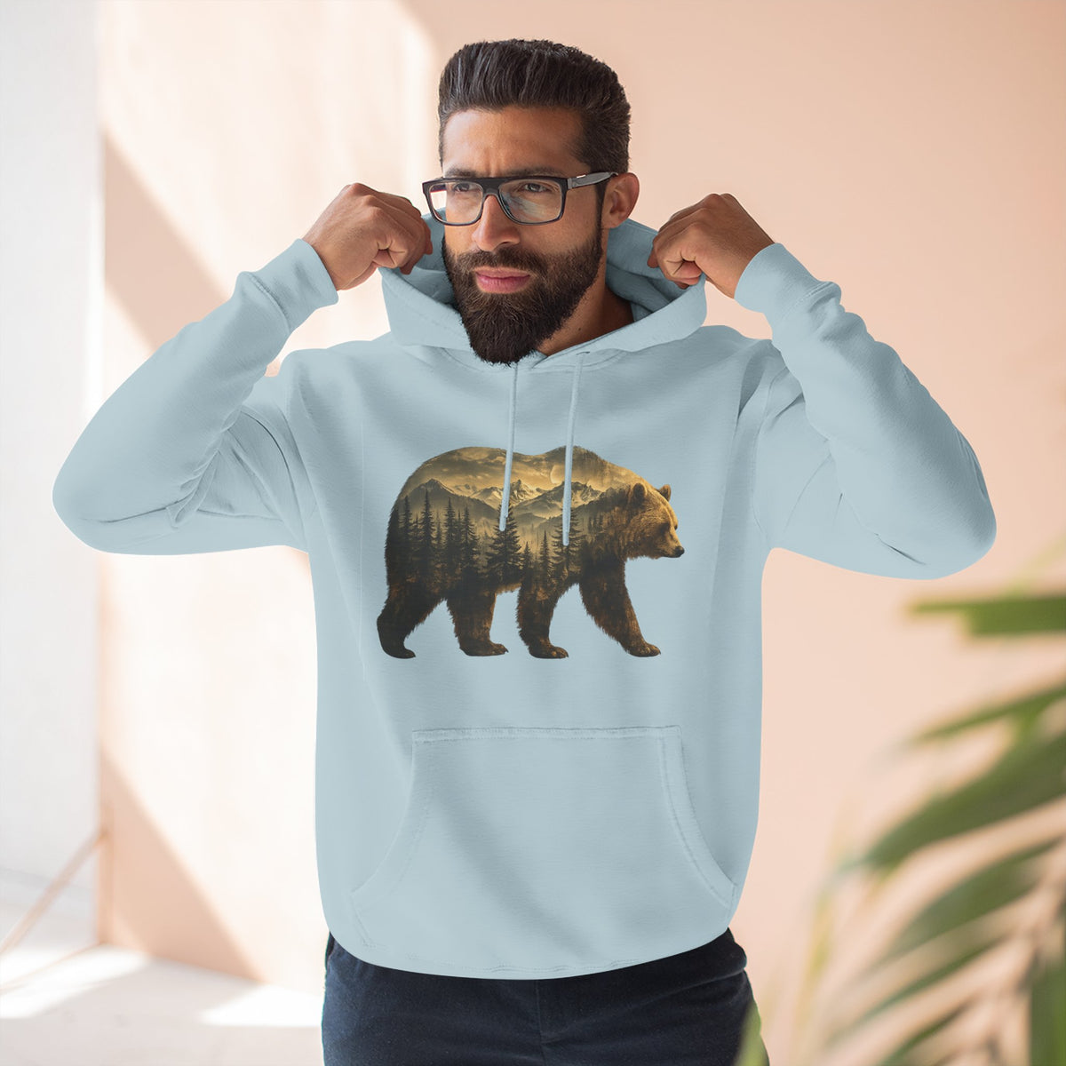 Bear Three-Panel Fleece Hoodie