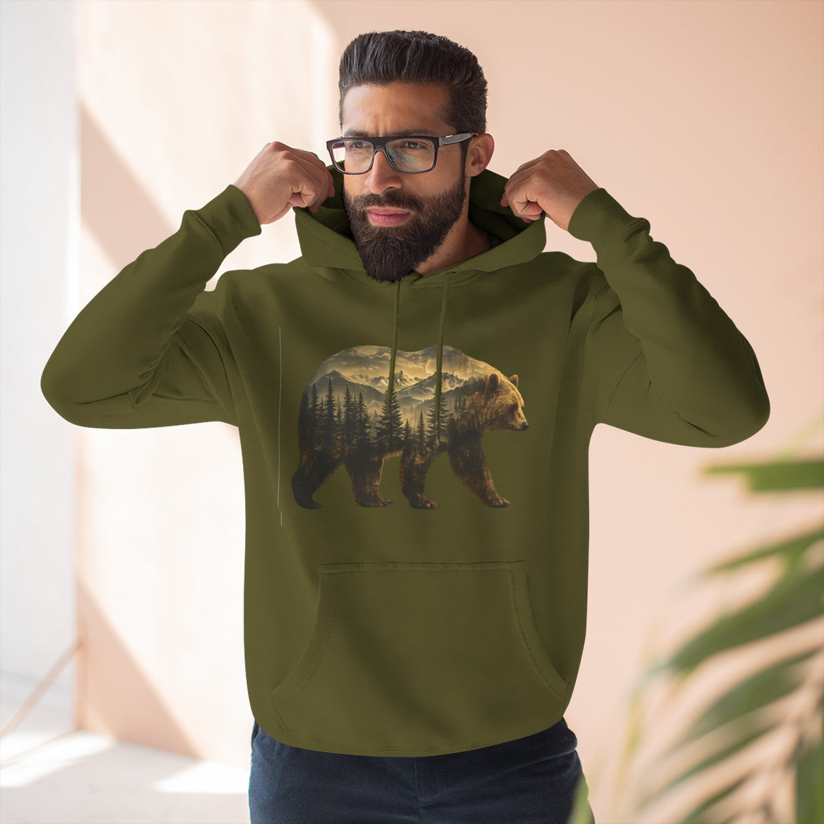 Bear Three-Panel Fleece Hoodie