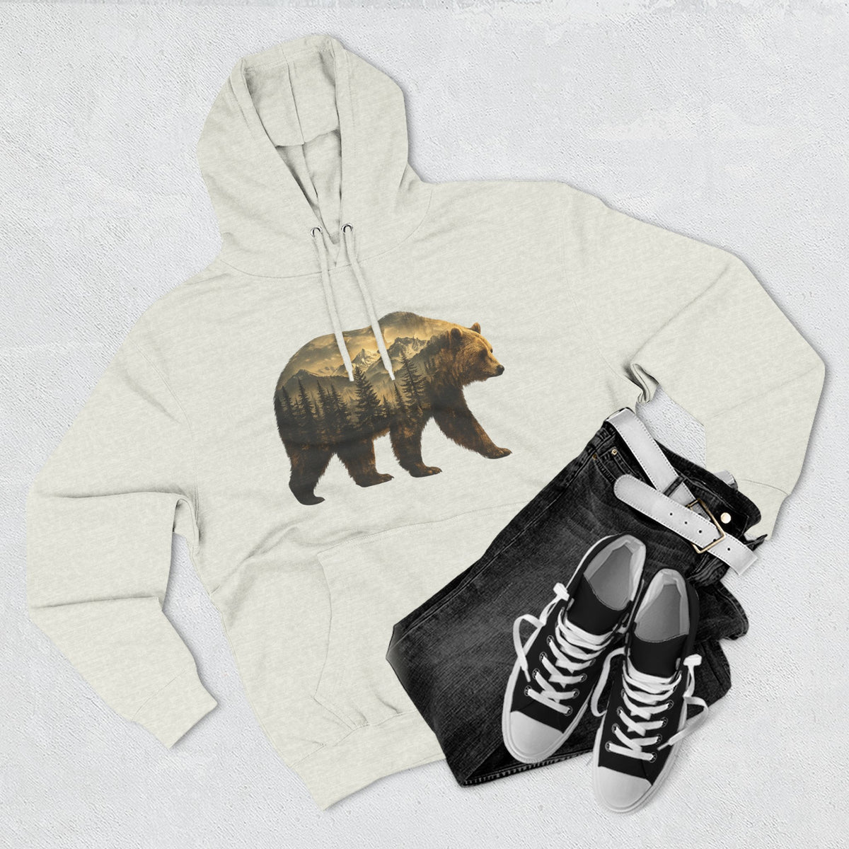 Bear Three-Panel Fleece Hoodie