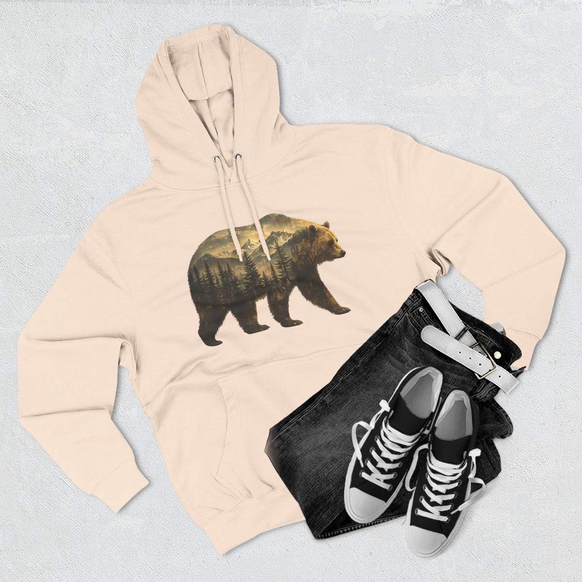 Bear Three-Panel Fleece Hoodie