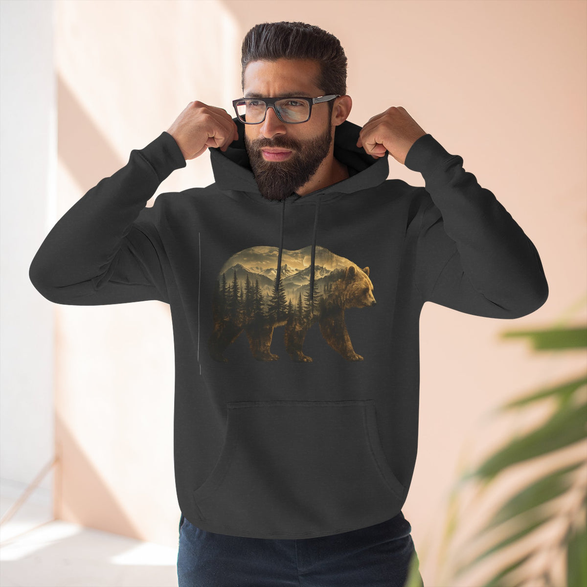 Bear Three-Panel Fleece Hoodie