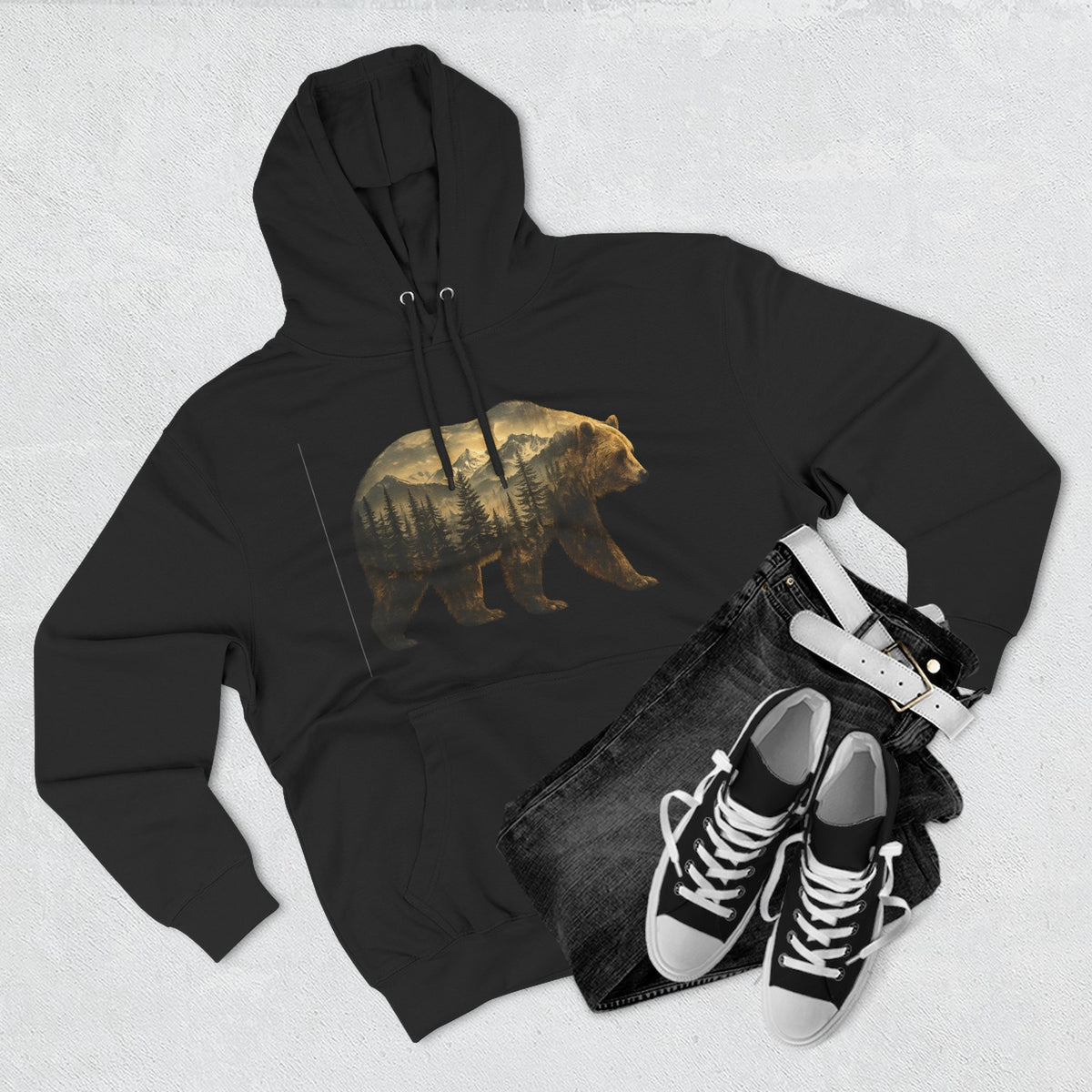 Bear Three-Panel Fleece Hoodie
