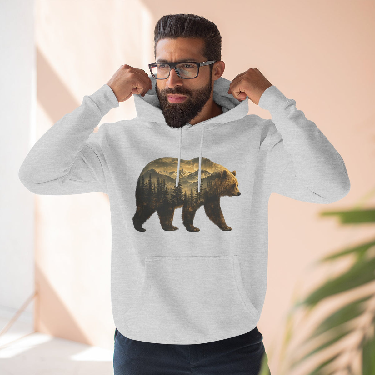 Bear Three-Panel Fleece Hoodie