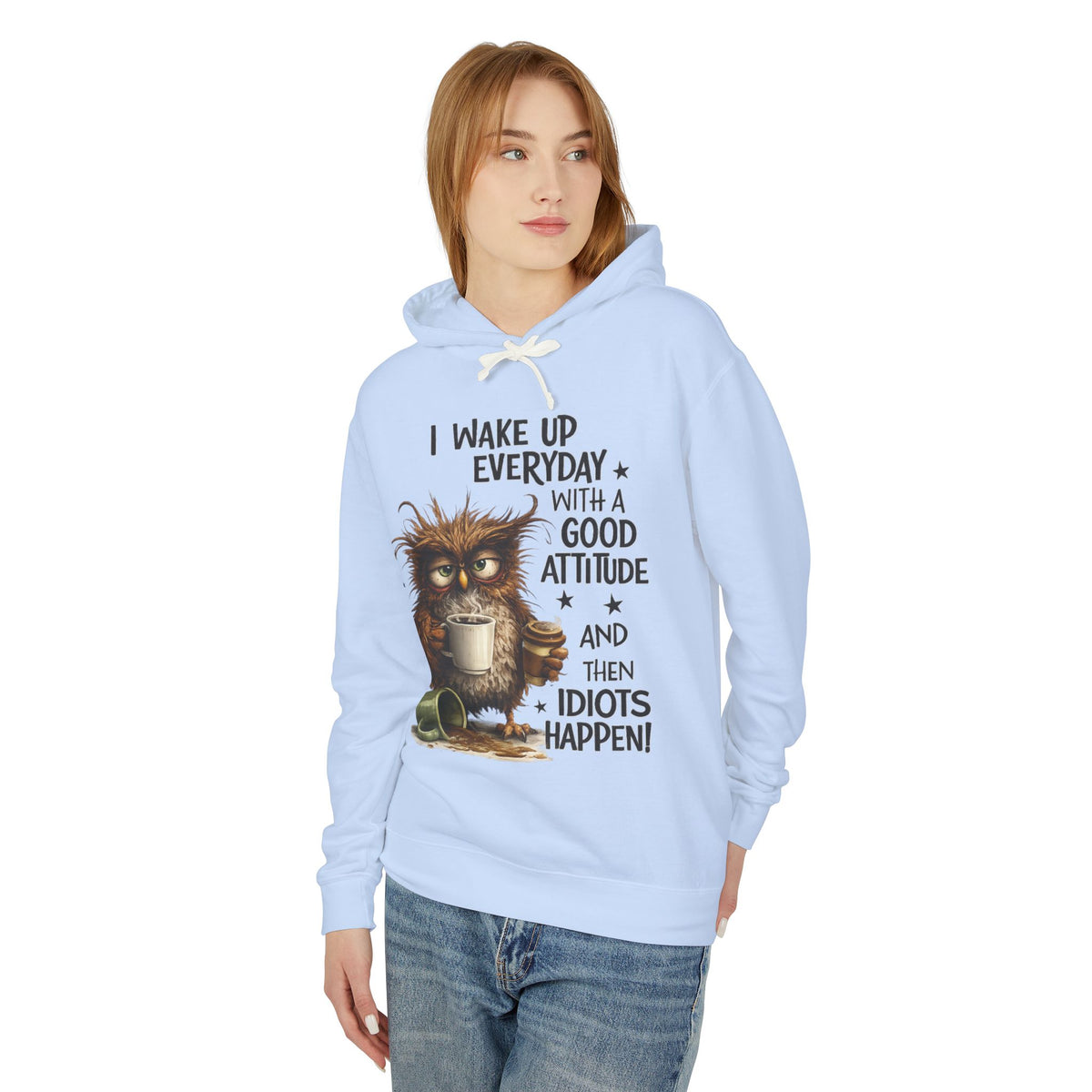 wake up Unisex Lightweight Hooded Sweatshirt