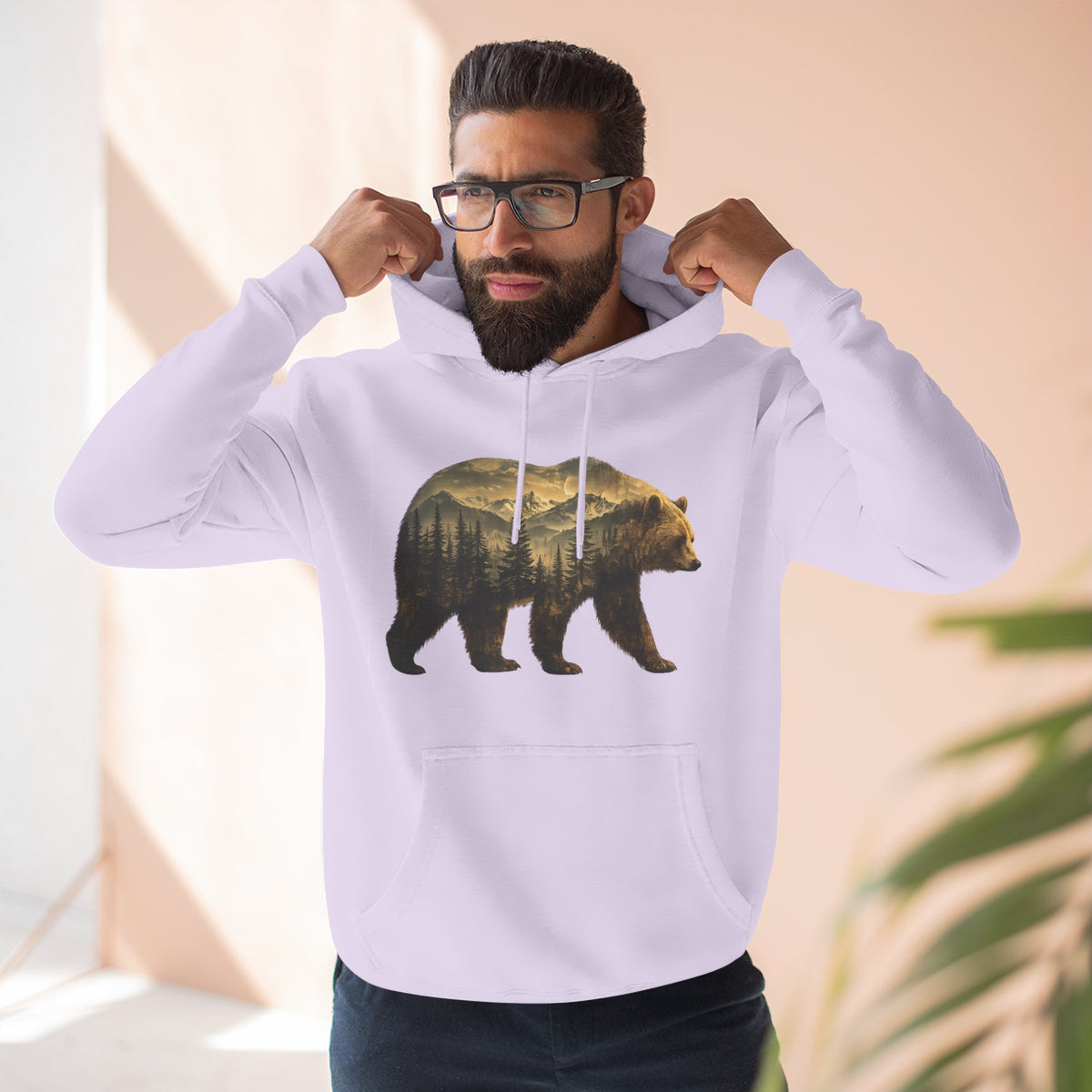 Bear Three-Panel Fleece Hoodie
