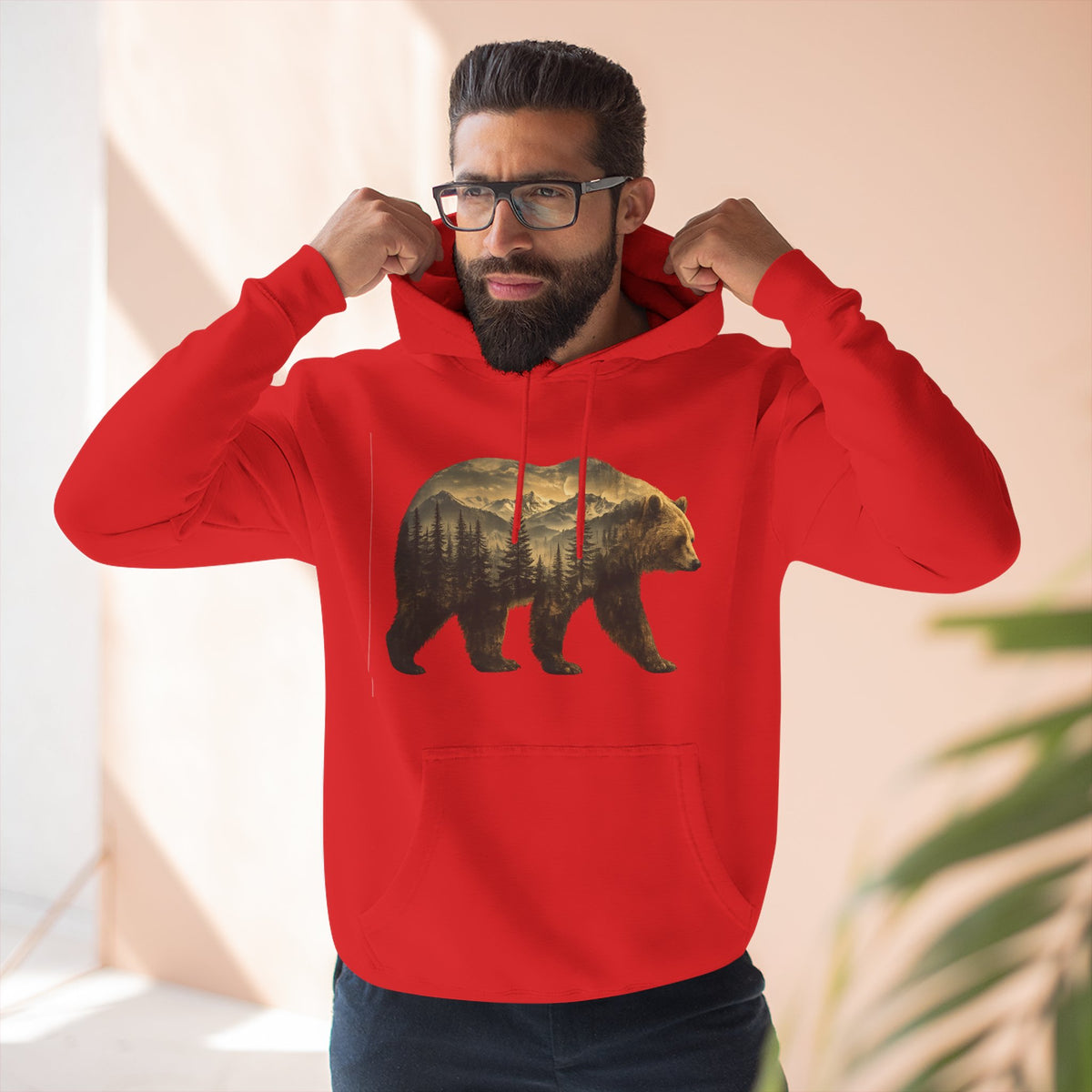 Bear Three-Panel Fleece Hoodie