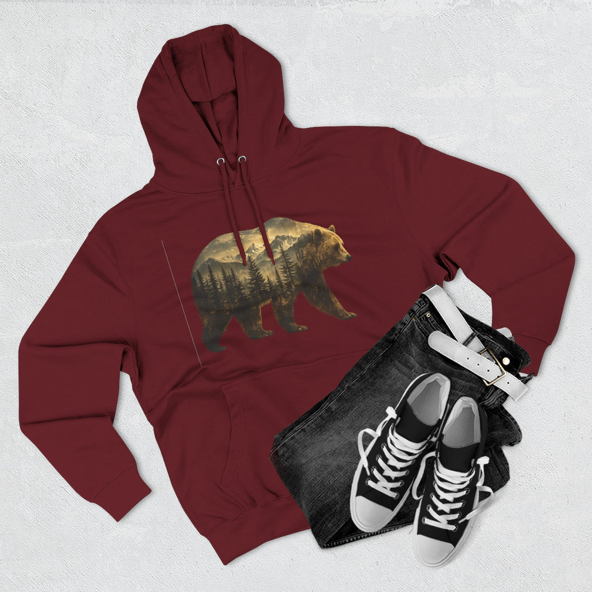 Bear Three-Panel Fleece Hoodie