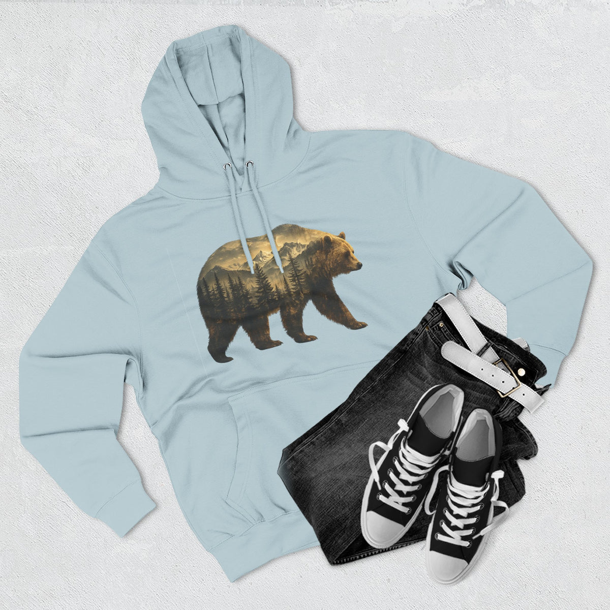 Bear Three-Panel Fleece Hoodie