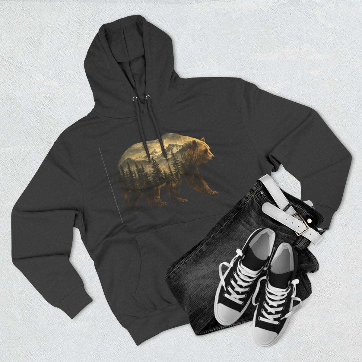 Bear Three-Panel Fleece Hoodie