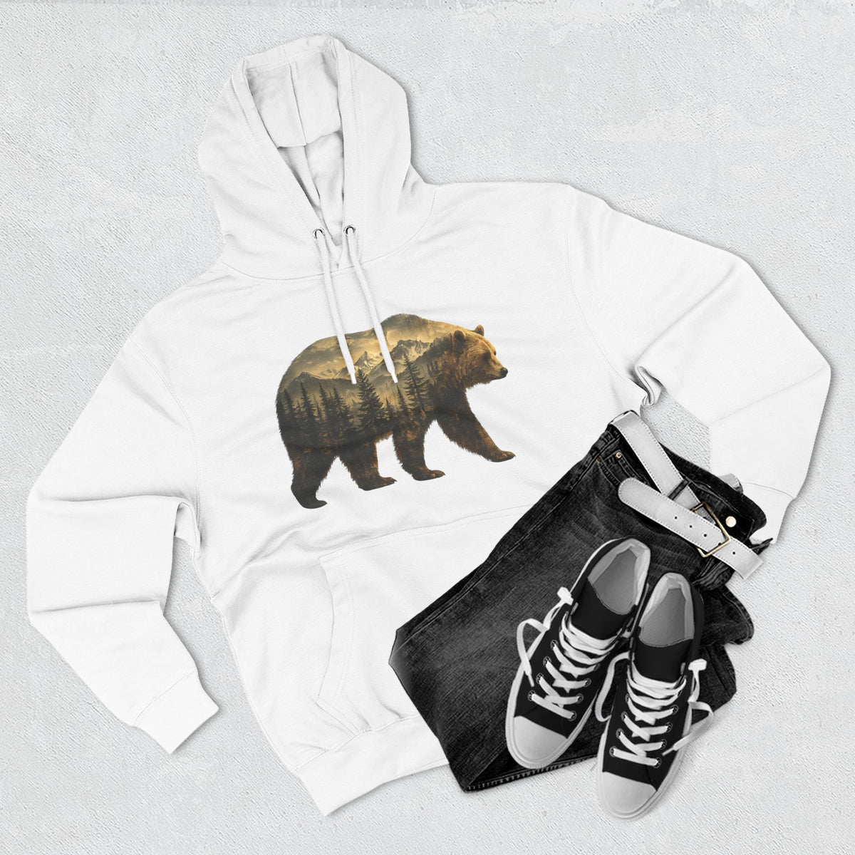 Bear Three-Panel Fleece Hoodie