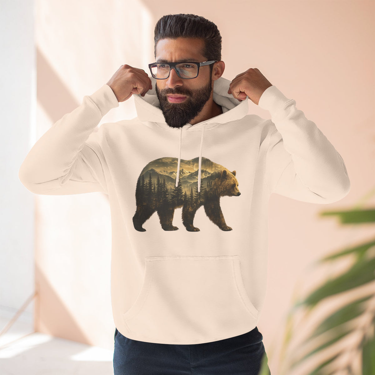 Bear Three-Panel Fleece Hoodie