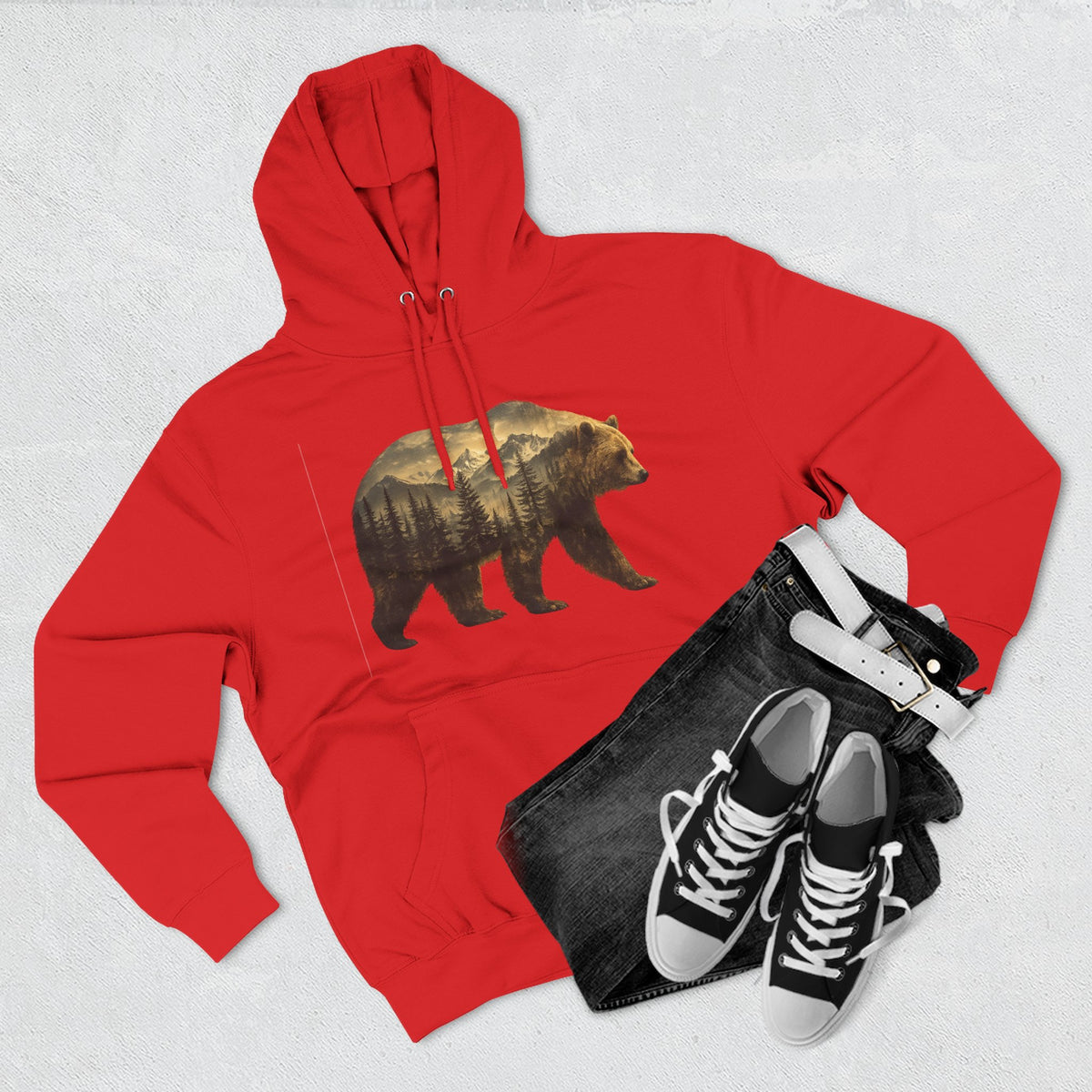 Bear Three-Panel Fleece Hoodie